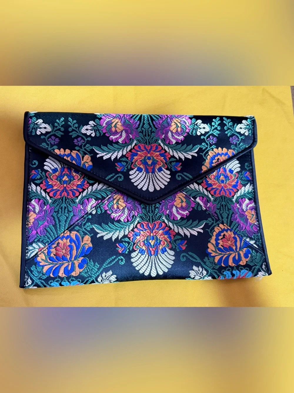 Rebecca Minkoff black Floral Embroidered Envelope Clutch
